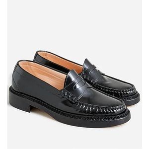 J. CREW Rowan Chunky Penny Loafers in Black Leather, Sz 7.5 - NEW